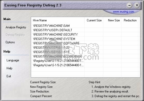 Free Registry Defrag(注册表碎片清理与管理工具)