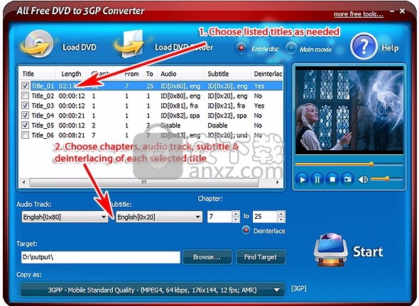 All Free DVD to 3GP Converter(DVD转3GP转换器)