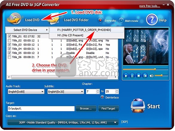 All Free DVD to 3GP Converter(DVD转3GP转换器)