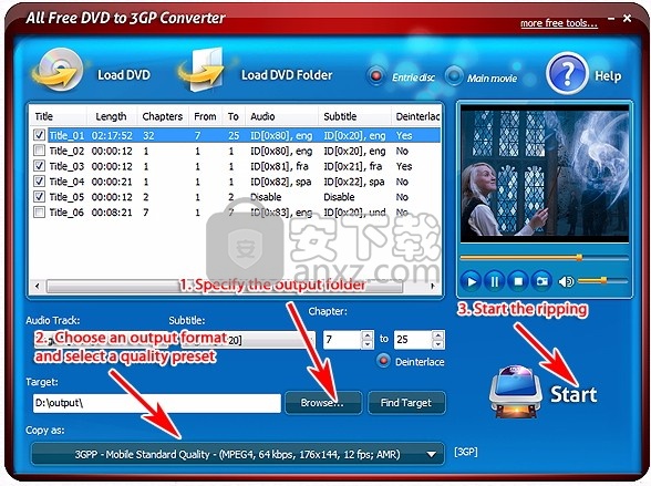 All Free DVD to 3GP Converter(DVD转3GP转换器)