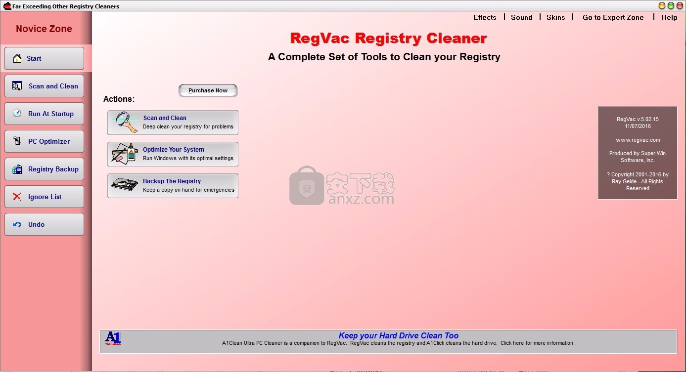 RegVac Registry Cleaner(多功能注册表清理工具)