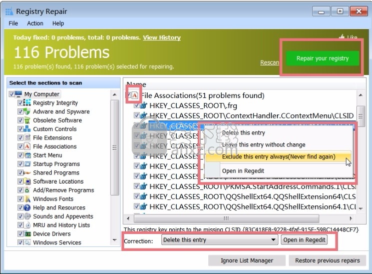 Glarysoft Registry Repair(注册表修复与清理工具)