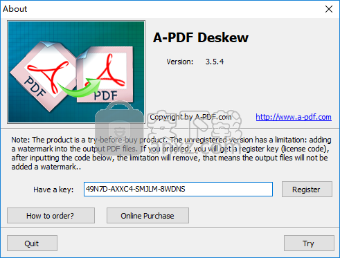 A-PDF Deskew(扫描图像倾斜校正软件)
