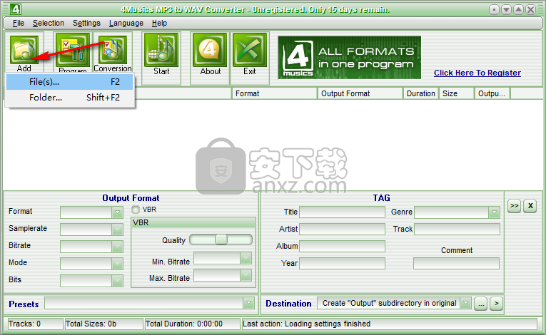4Musics MP3 to WAV Converter(MP3转WAV转换器)