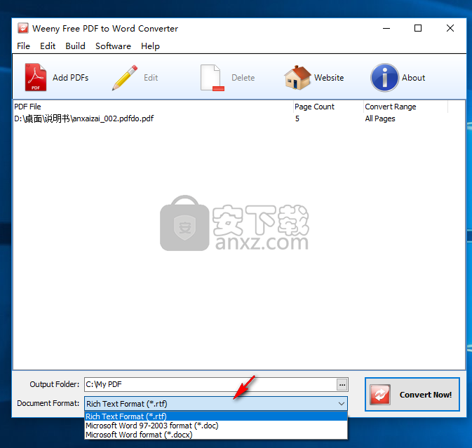 Weeny Free PDF to Word Converter(PDF转Word转换器)