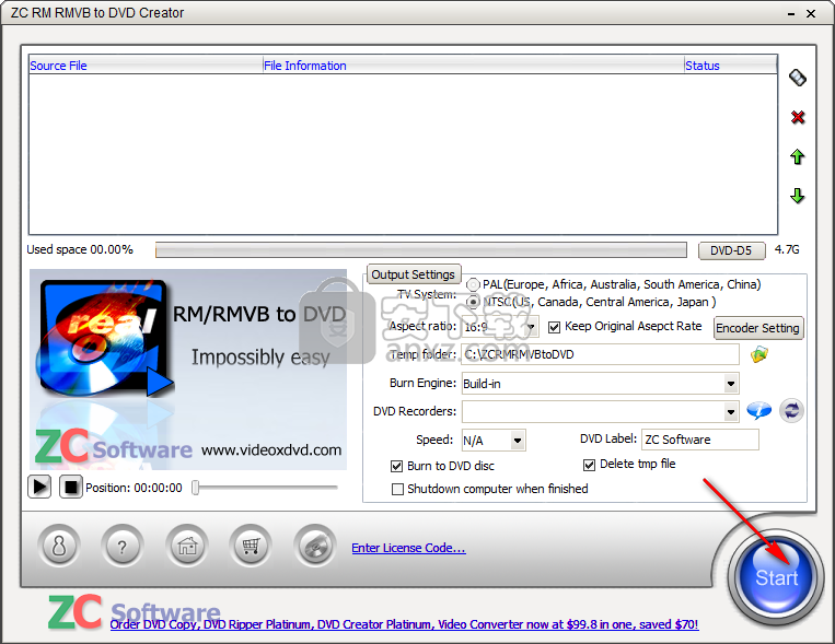 ZC RM RMVB to DVD Creator(DVD刻录工具)