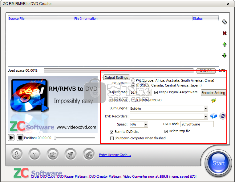 ZC RM RMVB to DVD Creator(DVD刻录工具)