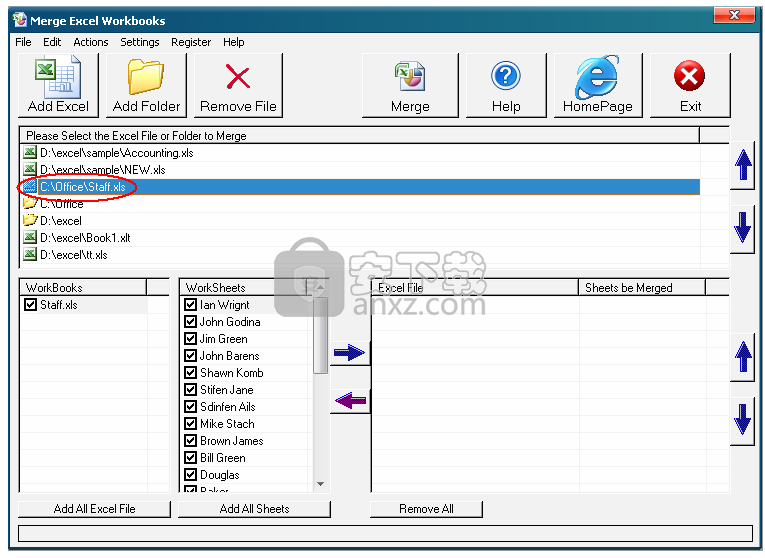 Merge Excel Workbooks(Excel工作簿合并工具)
