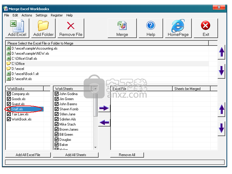 Merge Excel Workbooks(Excel工作簿合并工具)