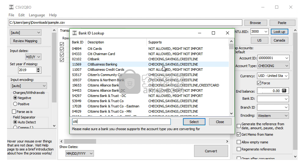 CSV2QBO(CSV转QBO格式工具)