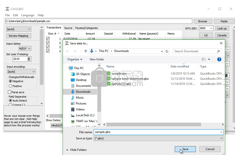 CSV2QBO(CSV转QBO格式工具)