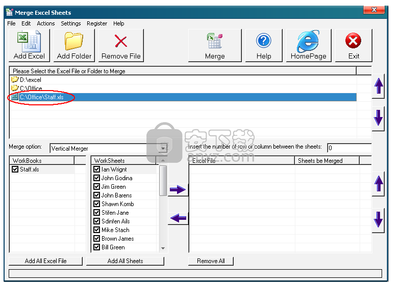 Merge Excel Sheets(Excel工作表合并工具)