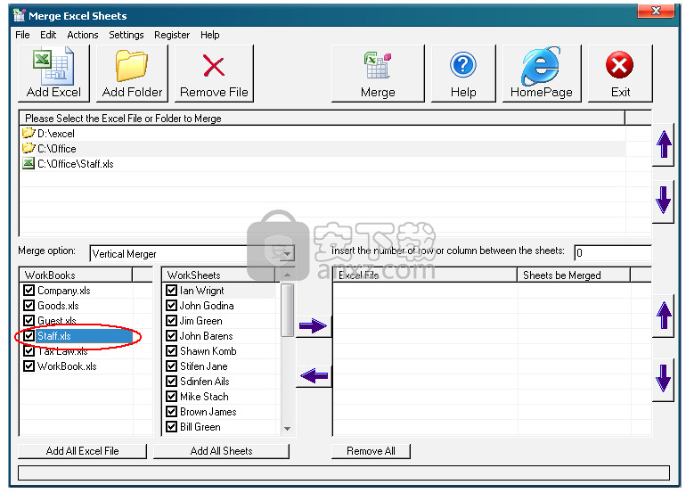 Merge Excel Sheets(Excel工作表合并工具)