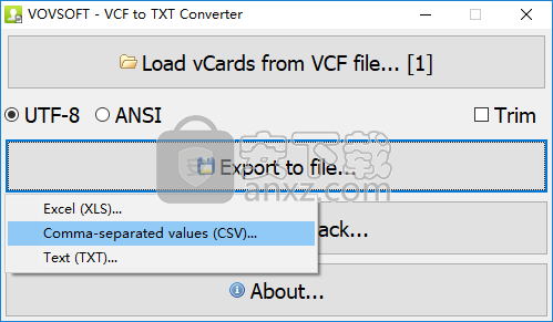 VovSoft VCF to TXT Converter(vcf转txt转换器)