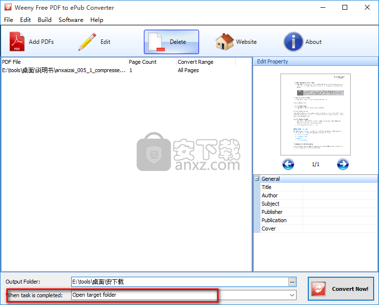 Weeny Free PDF to ePub Converter(PDF转ePub转换器)