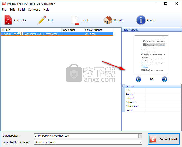 Weeny Free PDF to ePub Converter(PDF转ePub转换器)