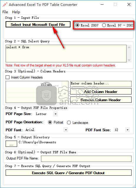 Advanced Excel To PDF Table Converter(Excel转PDF转换器)