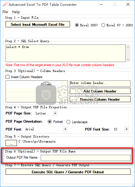 Advanced Excel To PDF Table Converter(Excel转PDF转换器)