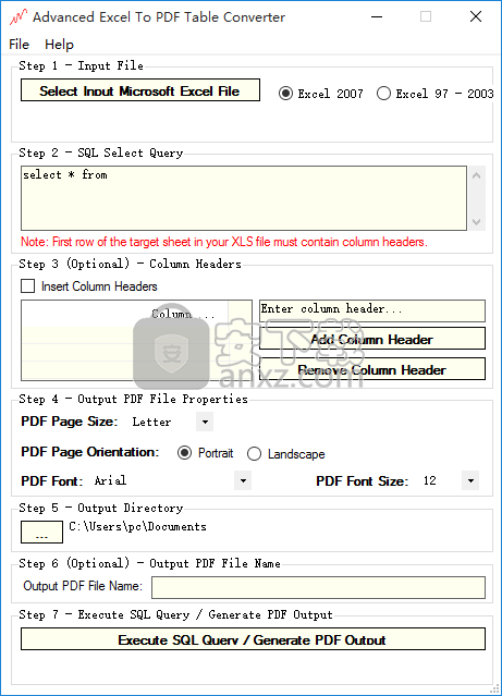 Advanced Excel To PDF Table Converter(Excel转PDF转换器)