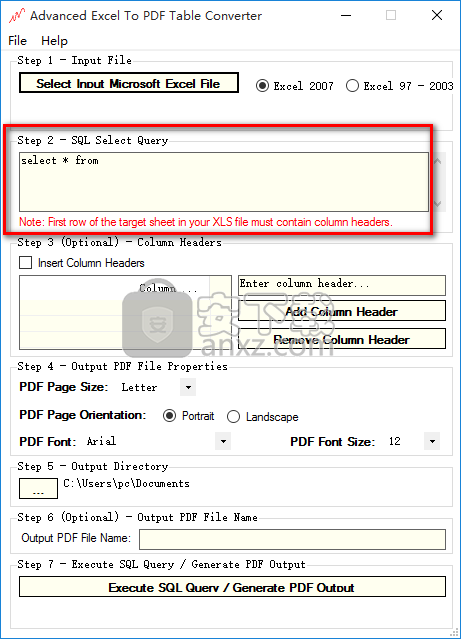 Advanced Excel To PDF Table Converter(Excel转PDF转换器)
