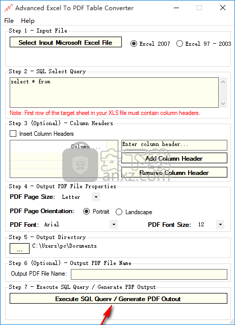 Advanced Excel To PDF Table Converter(Excel转PDF转换器)