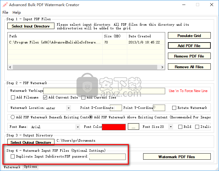 Advanced Bulk PDF Watermark Creator(PDF加水印软件)
