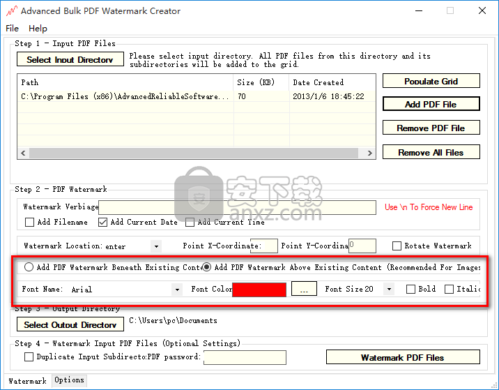 Advanced Bulk PDF Watermark Creator(PDF加水印软件)