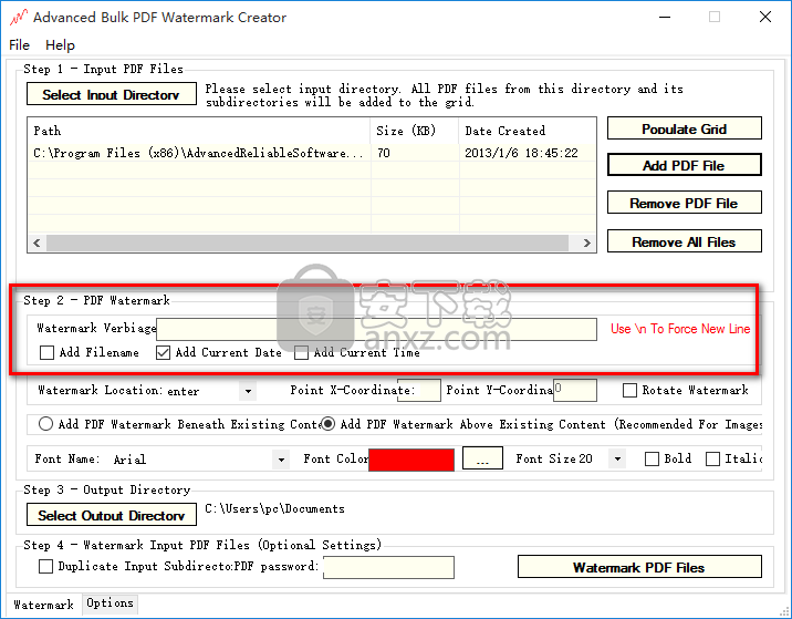 Advanced Bulk PDF Watermark Creator(PDF加水印软件)