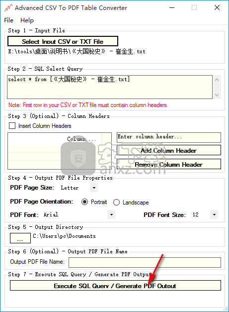 Advanced CSV To PDF Table Converter(CSV转PDF转换器)