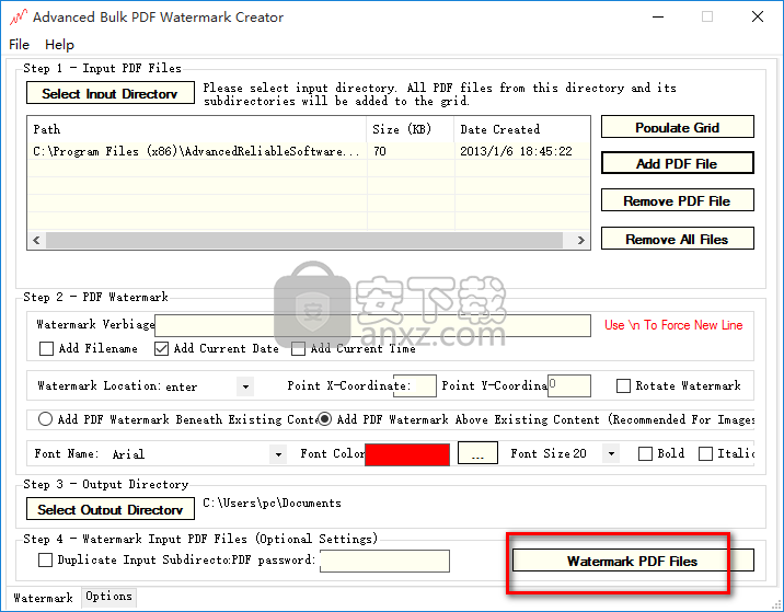 Advanced Bulk PDF Watermark Creator(PDF加水印软件)