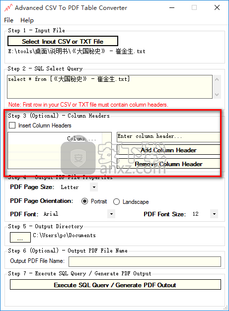 Advanced CSV To PDF Table Converter(CSV转PDF转换器)