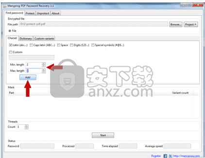 Manyprog PDF Password Recovery(PDF密码恢复软件)