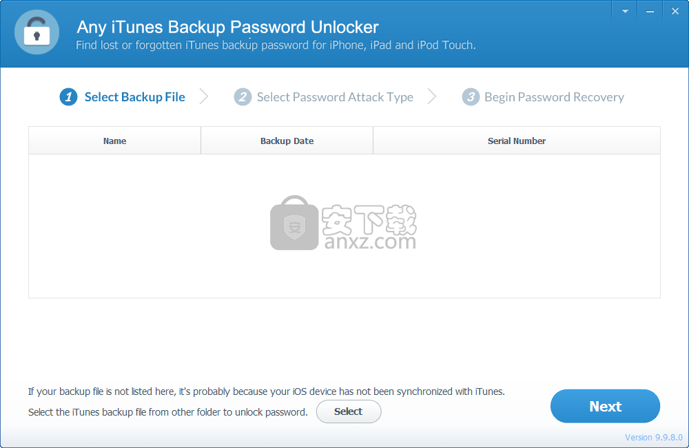 Any iTunes Backup Password Unlocker(iTunes备份密码恢复软件)