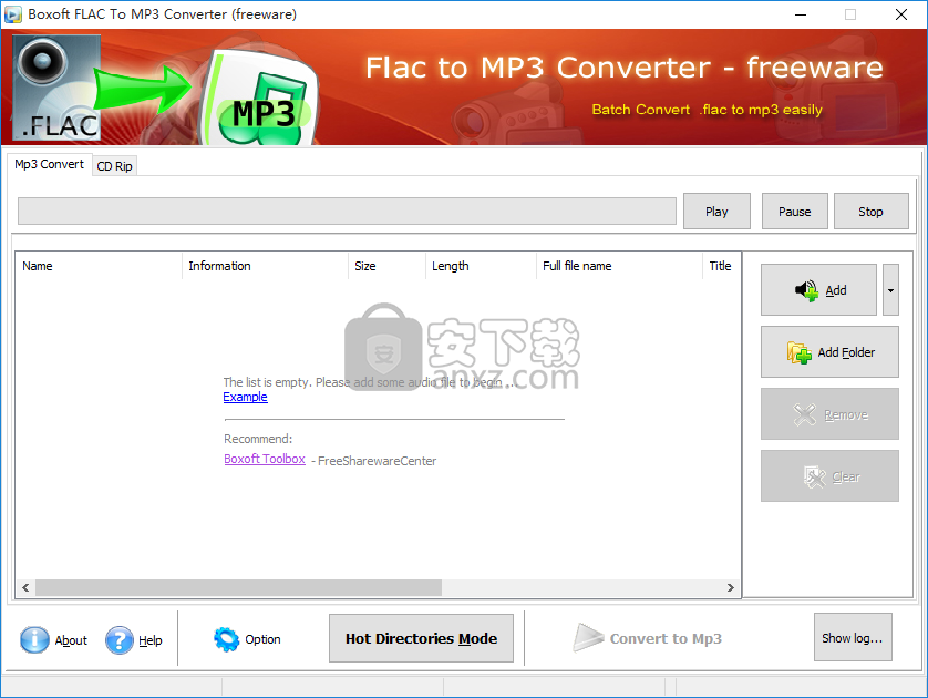 Boxoft FLAC to MP3 Converter(免费flac转mp3转换器)