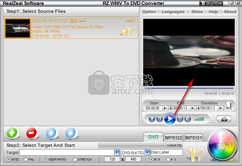 RZ WMV To DVD Converter(WMV转换DVD工具)