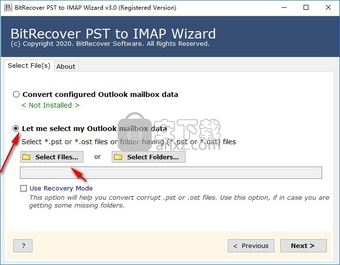 bitrecover pst to imap wizard