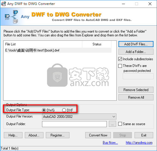 Any DWF to DWG Converter(DWF转DWG转换器)