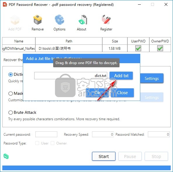 pdf password recover