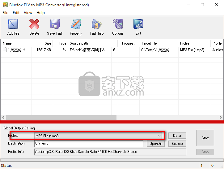 Bluefox FLV to MP3 Converter(flv转mp3转换器)