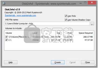 Disk2vhd(系统磁盘管理工具)