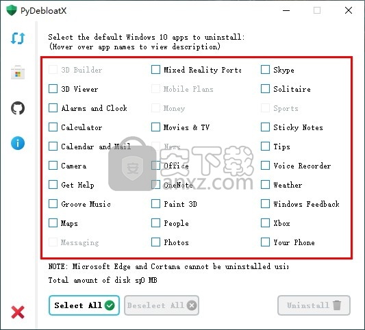 PyDebloatX(Win10默认应用卸载工具)