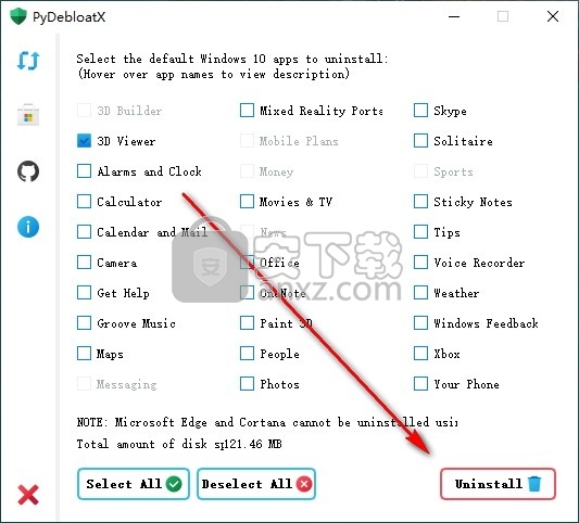 PyDebloatX(Win10默认应用卸载工具)