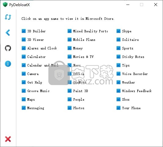 PyDebloatX(Win10默认应用卸载工具)