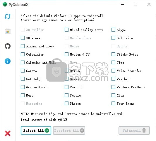 PyDebloatX(Win10默认应用卸载工具)