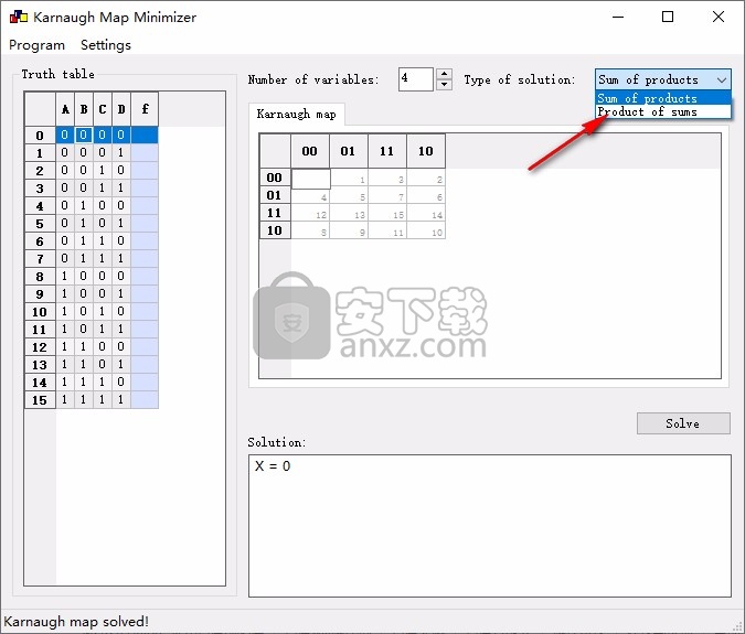 Karnaugh Map Minimizer(卡诺图化简软件)