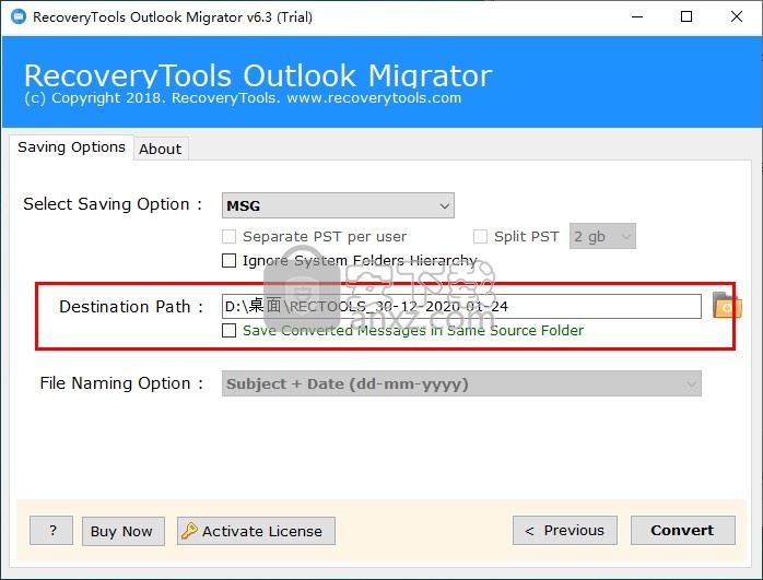 RecoveryTools Outlook Migrator(PST转换软件)