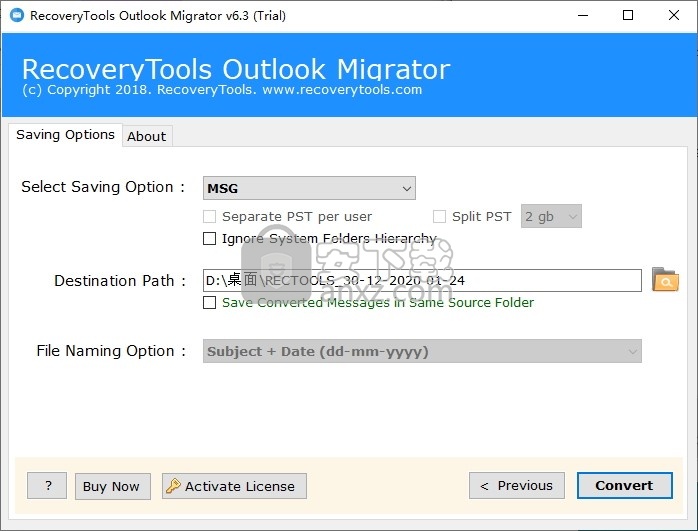 RecoveryTools Outlook Migrator(PST转换软件)