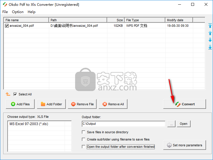 Okdo Pdf to Xls Converter(Pdf到Xls转换器)