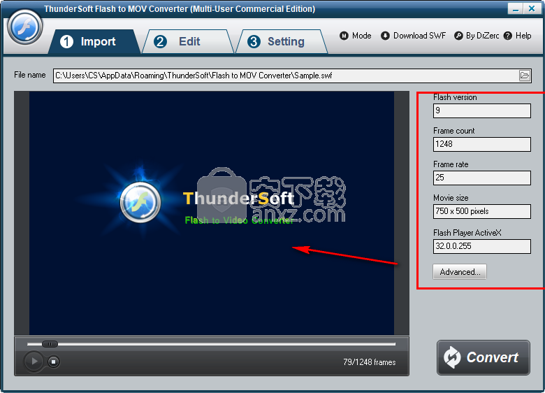 ThunderSoft Flash to MOV Converter(swf转mov转换器)