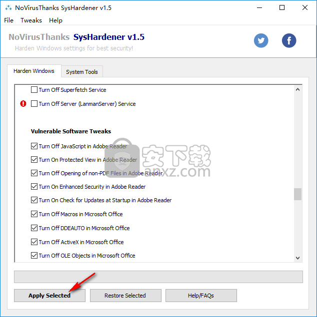 SysHardener(windows禁用规则功能工具)